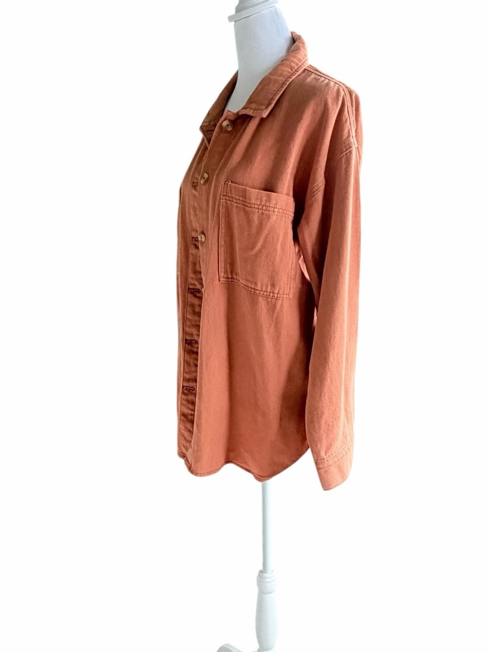 Lightweight Rust Orange Utility Button-Up Jacket - Picture 2 of 6